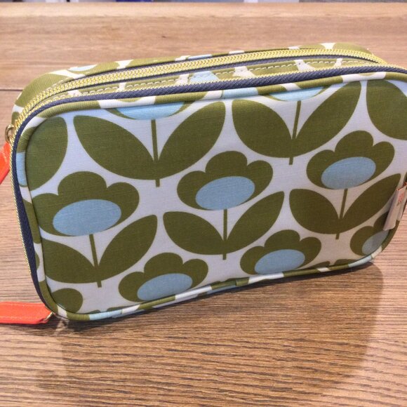 Orla Keily Cosmetic Makeup Bag Floral Pattern 2 Zippers Multicolor - Picture 1 of 9